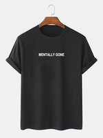 100% coton texte imprimé lâche manches courtes T-shirts simples