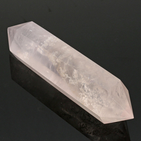 100% Naturel Rose Rose Cristal Quartz Pierre Point Double Terminé Baguette Guérison Décorations De Bureau