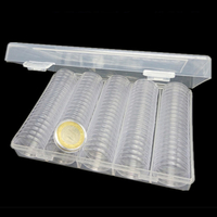 100 PCS 27mm Boîte De Stockage De Pièces Ronde Cas Appliqué Clair Boîte De Support Ronde Portable