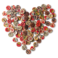 100 PCS Motif Rond En Bois Bouton Mélangé 2 Trou Naturel À Coudre Enfants À La Main Vêtements Boutons