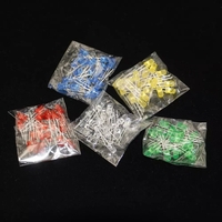 100 pièces 5mm Diode DEL assorties Kit blanc vert rouge bleu jaune Orange rose violet blanc chaud bricolage Diode électr