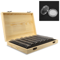 100pcs 25/27 / 30mm cas de boîte de rangement en bois à affichage de pièce ronde pour le porte-pièce certifié
