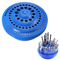 100 trous Trousse de stockage de forets Multifonctionnel en plastique Forme ronde Foret Bit Display Box Bleu