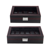 10/12 fentes motif en fibre de carbone boîte de montre en cuir PU boîte de rangement de collection daffichage de bi