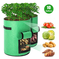 10/7 Gallon Potato Plant Grow Bags Double Door Pot Nonwoven Respirable Cloth Bags for Potato / Plant Indoor Outdoor Seed
