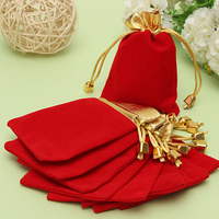 10pcs or rouge flanelle cordon cadeaux de bijoux de sac sacs pochette