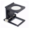 10X Zinc Alloy Metal Folding Mini Magnifier Scale Pouch avec Double LEDs