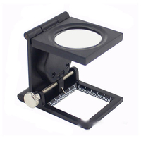 10X Zinc Alloy Metal Folding Mini Magnifier Scale Pouch avec Double LEDs