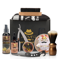 11 en 1 kit de toilettage de barbe pour hommes brosse peigne baume shampooing baume tablier rasoir ensemble