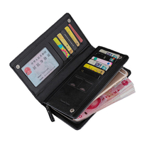 11 fente pour carte fente pour carte SIM sac à glissière en cuir PU hommes embrayage téléphone portefeuille pour télépho