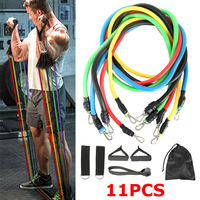 11 pcs / ensemble Fitness Résistance Bandes Sport Tirer La Corde Yoga Bande Home Gym Exercise Outils