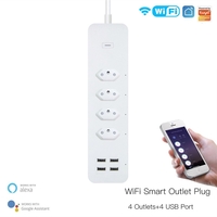 110-240V Tuya Smart Wifi Brésil Prise Standard 4 Prises + 4 Port de Charge USB App Télécommande Fonctionne avec Alexa Go
