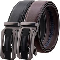 110CM deuxième couche en cuir de vachette en alliage daffaires boucle de ceinture automatique Balck Brown