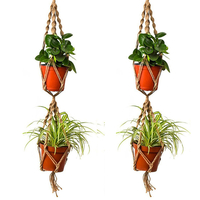 110cm double couche de chanvre jute corde plante pot de fleur cintre titulaire macramé panier suspendu
