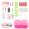 114pcs outils de peinture de diamant bricolage 5D point de croix LED stylo à broder + colle + autocollant + boîte de ran