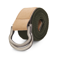 115cm hommes boucle double anneau en cuir en alliage de ceinture de toile pantalon boucle bande