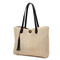 11L femmes paille gland sac à main plage sac à bandoulière shopping sac fourre-tout voyage en plein air