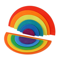 11pcs en bois éducatif jeu de puzzle arc-en-ciel bloque brique jouets pour bébé enfant en bas âge