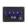 12 / 24V 5 Gang Blue LED Panneau de commutateur à bascule Double USB Car Boat Marine RV Truck ON-OFF