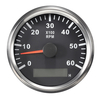 12 / 24V 85mm 6000 RPM Compteur de bateau Tachymètre Hourmeter Noir