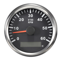 12 / 24V 85mm 6000 RPM Compteur de bateau Tachymètre Hourmeter Noir