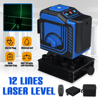 12 Ligne LD Niveau de lumière verte Niveau laser 3D 360 ° Outil de mesure de nivellement croisé