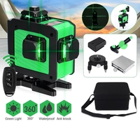 12 lignes 360 croix verticale horizontale 3D lumière verte niveau laser mesure auto-nivelante faisceau laser super puiss