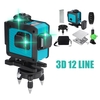 12 lignes laser vert niveau auto nivellement 360 ° croix rotative automatique et télécommande