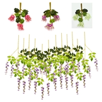 12 Pcs Artificielle Fleur En Soie Glycine Vigne Suspendus Garland Jardin Décorations De Mariage