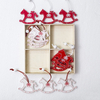 12 pièces / ensemble noël bricolage pendentifs en bois décorations darbre de noël placard créatif peint rouge et bl