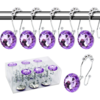 12 pièces / ensemble rond coloré Transparent strass rideau de douche en métal crochets anneaux antirouille glissement cr