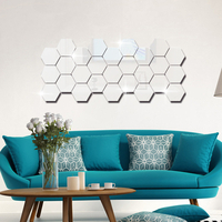 12 pièces 3D Stickers muraux bricolage miroir hexagone vinyle autocollant amovible pour la maison salon Art décoration