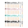 12 pièces en bois Silicone ustensile de cuisine antiadhésif outil de cuisson cuillère louche à soupe Turner spatule Tong