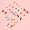 12 pièces ensemble de goujons doreille de Noël cadeau de bas de Noël étoile baguette boucles doreilles gland é