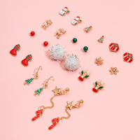 12 pièces ensemble de goujons doreille de Noël cadeau de bas de Noël étoile baguette boucles doreilles gland é