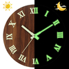 12 pouces brun foncé bois horloge murale lumineuse silencieux Quartz lueur dans le noir horloge Art décor à la maison