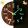 12 pouces brun foncé bois horloge murale lumineuse silencieux Quartz lueur dans le noir horloge Art décor à la maison