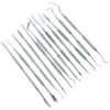 12 Type poussoir à ongles en acier inoxydable Double face agitation vernis poudre dissolvant cuticule nettoyant spatules