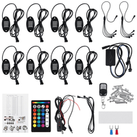 12 V 8 pièces 16 couleurs RVB 5050 LED Rock Light sous le corps Underglow Atmosphère Musique Lampe RF Télécommande
