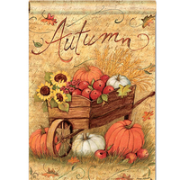 12 "x18 Automne Citrouille Chariot Drapeaux De Jardin Automne Feuilles De Tournesol Mini Bannières Décoration