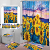 1/3 / 4Pcs imperméable et anti-moisissure rideau de douche salle de bain tapis de tapis de toilette ensemble