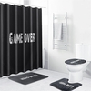 1/3 / 4PCS Noir Imperméable Salle De Bains Rideau De Douche Toilette Couverture Tapis Tapis Antidérapant Ensemble De Tap