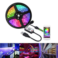 1/3 / 5M USB Waterpoof 5050 LED Strip Lights RGB Musique Rétro-Éclairage Bluetooth APP À Distance Décorations De Noël Dé