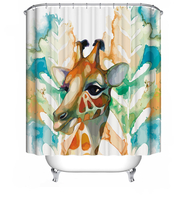 1/3/4 Pcs Girafe Étanche Salle De Bains Rideau De Douche Toilette Couverture Tapis Antidérapant Tapis Ensemble Accessoir