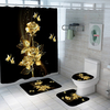 1/3/4 pièces or Rose papillon imperméable rideau de douche Non toxique anti-poussière siège de toilette coussin ensemble