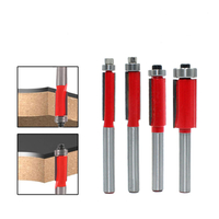 1/4 "extrémité double flûtes roulement à billes affleurant mèche de toupie à tige droite coupe fraises à bois pour le tr