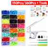 150pcs / 360pcs boutons en plastique de résine (15/24 couleurs) + 1 set de pinces de presse