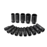15pcs 1/2 pouce dentraînement profond impact métrique prise ensemble outil de clé à douille de garage 10-32mm