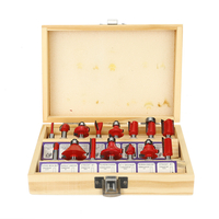 15pcs 1/4 1/2 pouce bit de routeur à queue mis coupe-bois
