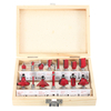 15pcs 1/4 pouce tige de routeur Set Fraise à bois avec étui en bois